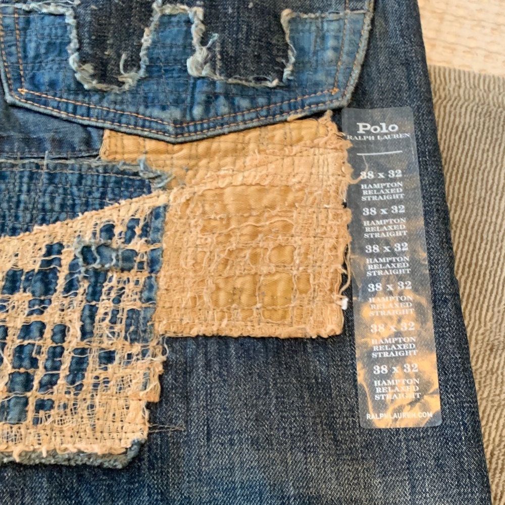 Polo by Ralph Lauren Patchwork Distressed Blue Men's Jeans - Picture 9 of 14